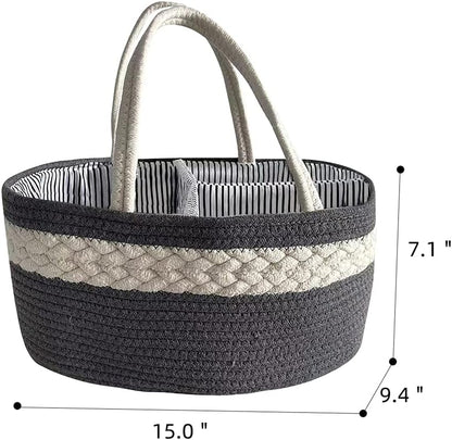 Baby Diaper Tote Caddy Portable Diaper Organizer Basket Nursery Nappy Storage Bin with Removable Dividers Car Travel