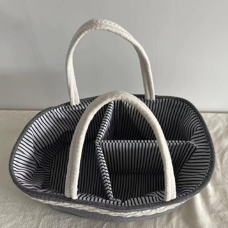 Baby Diaper Tote Caddy Portable Diaper Organizer Basket Nursery Nappy Storage Bin with Removable Dividers Car Travel