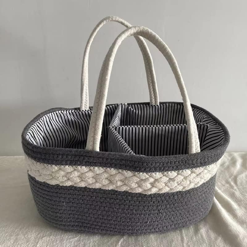 Baby Diaper Tote Caddy Portable Diaper Organizer Basket Nursery Nappy Storage Bin with Removable Dividers Car Travel