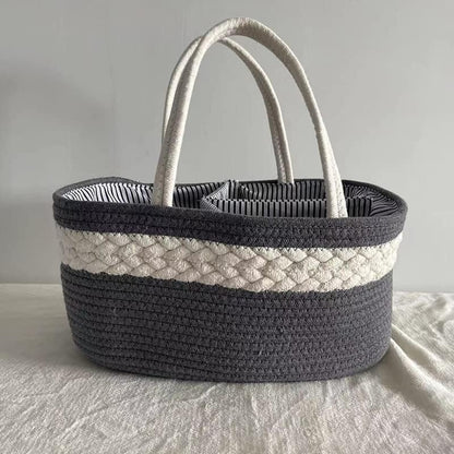 Baby Diaper Tote Caddy Portable Diaper Organizer Basket Nursery Nappy Storage Bin with Removable Dividers Car Travel