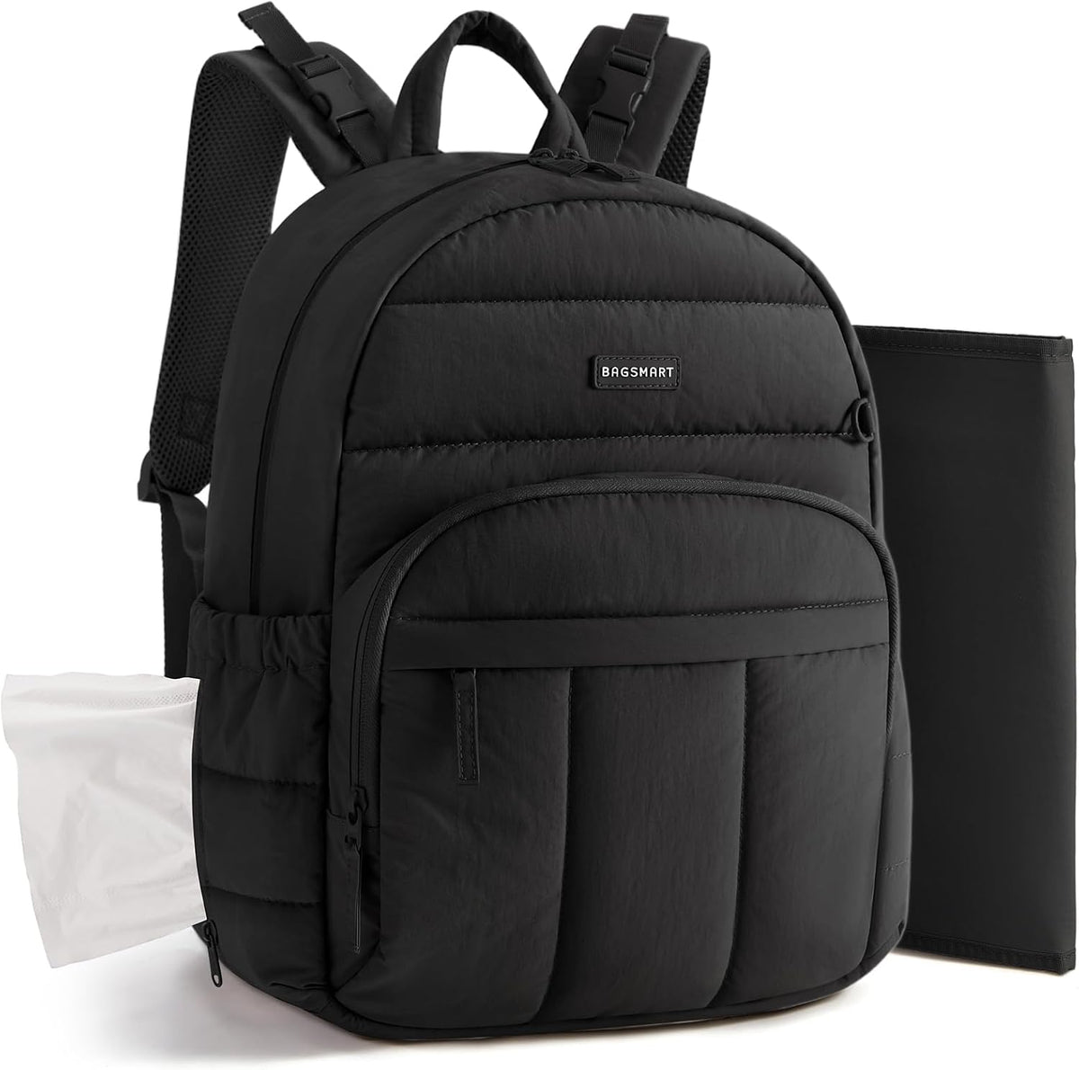 Baby Diaper Bag with Waterproof Pad, Black