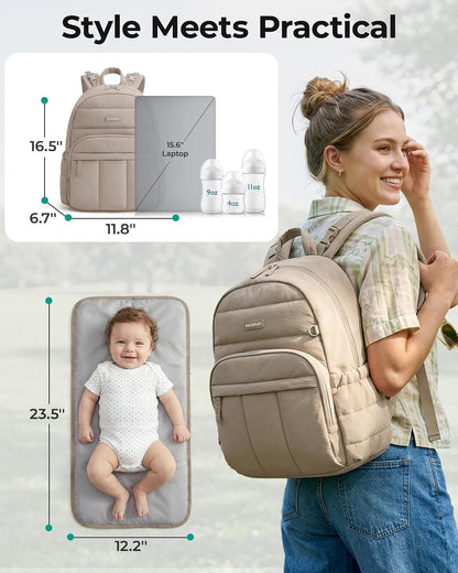 Baby Diaper Bag with Waterproof Pad, Black
