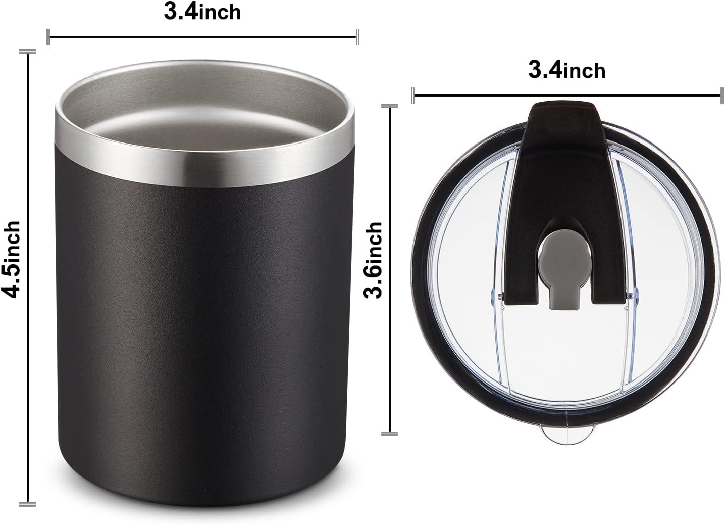 12 oz Lowball, Tumbler Stainless Steel Double Wall Vacuum Insulated Mug with Straw and Lid, Cleaning Brush ，Durable Powder Coated Insulated Coffee Cup for Cold & Hot Drinks (Silver,4 pack)