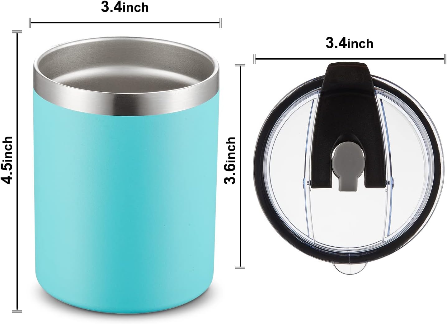 12 oz Lowball, Tumbler Stainless Steel Double Wall Vacuum Insulated Mug with Straw and Lid, Cleaning Brush ，Durable Powder Coated Insulated Coffee Cup for Cold & Hot Drinks (Silver,4 pack)