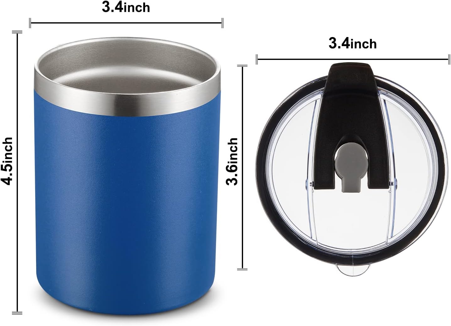 12 oz Lowball, Tumbler Stainless Steel Double Wall Vacuum Insulated Mug with Straw and Lid, Cleaning Brush ，Durable Powder Coated Insulated Coffee Cup for Cold & Hot Drinks (Silver,4 pack)