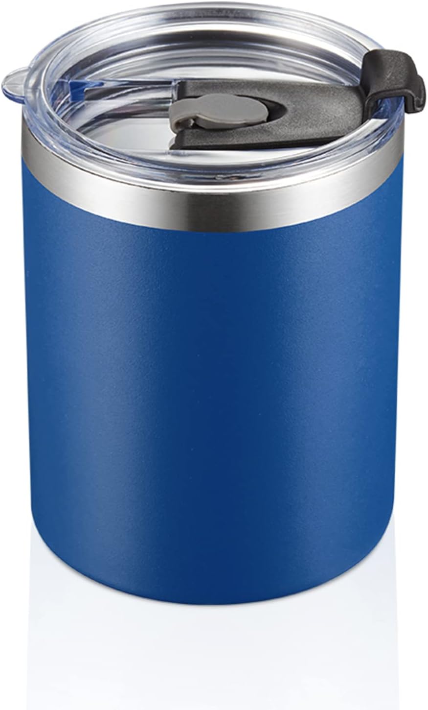 12 oz Lowball, Tumbler Stainless Steel Double Wall Vacuum Insulated Mug with Straw and Lid, Cleaning Brush ，Durable Powder Coated Insulated Coffee Cup for Cold & Hot Drinks (Silver,4 pack)