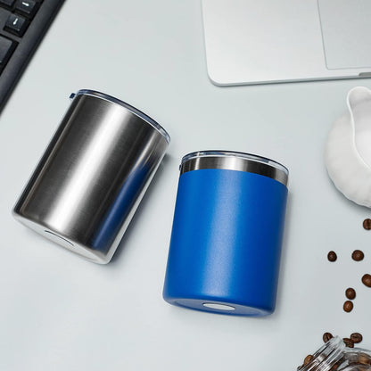 12 oz Lowball, Tumbler Stainless Steel Double Wall Vacuum Insulated Mug with Straw and Lid, Cleaning Brush ，Durable Powder Coated Insulated Coffee Cup for Cold & Hot Drinks (Silver,4 pack)