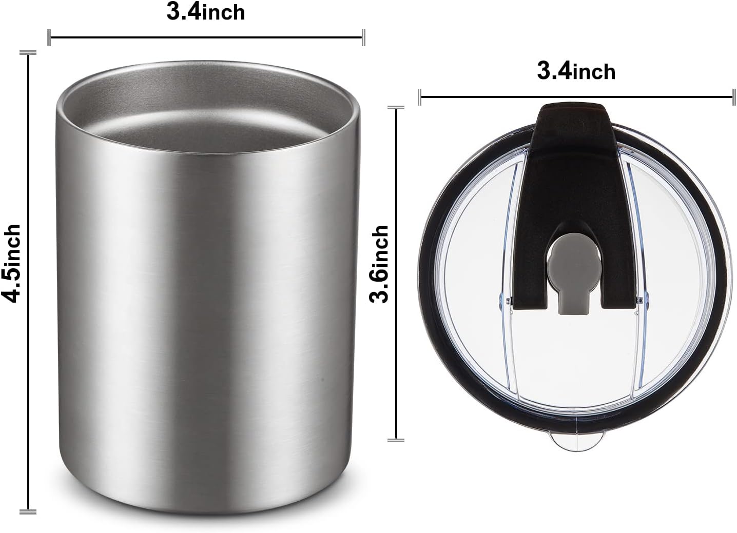 12 oz Lowball, Tumbler Stainless Steel Double Wall Vacuum Insulated Mug with Straw and Lid, Cleaning Brush ，Durable Powder Coated Insulated Coffee Cup for Cold & Hot Drinks (Silver,4 pack)