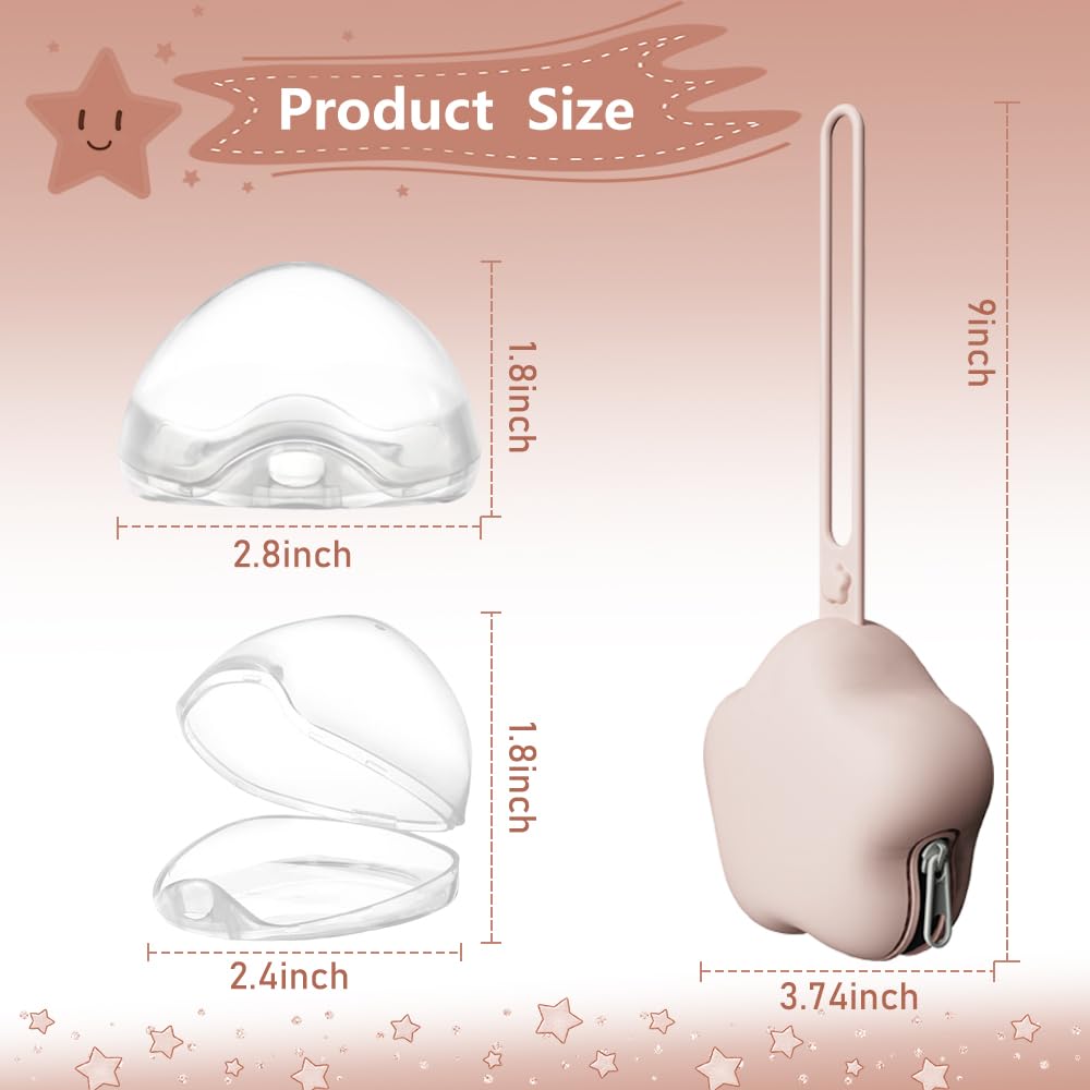 4 Pack Pacifier Holder Case,2pcs Silicone Portable Pacifier Pouch and 2pcs Transparent Nipple Holder Case Container, On-the-GO Pacifier Storage Container Box,BPA Free, Easy to Clean（Green&Khaki）