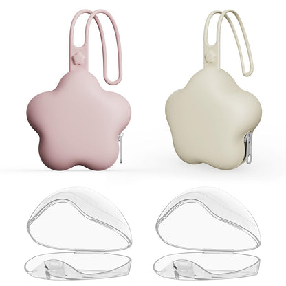 4 Pack Pacifier Holder Case,2pcs Silicone Portable Pacifier Pouch and 2pcs Transparent Nipple Holder Case Container, On-the-GO Pacifier Storage Container Box,BPA Free, Easy to Clean（Green&Khaki）