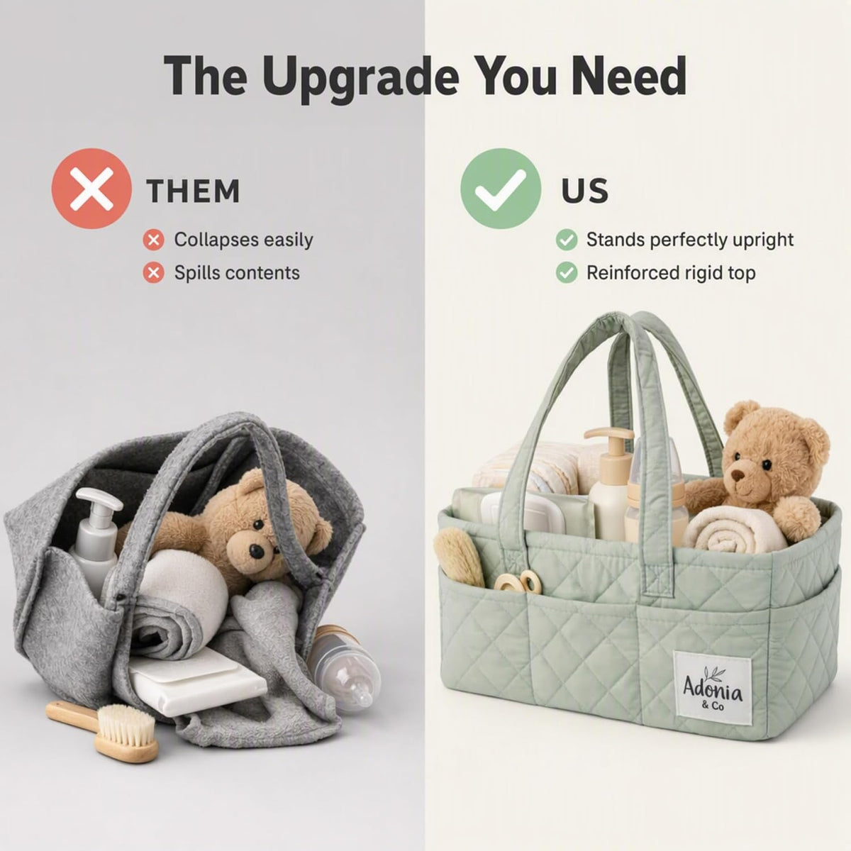 Diaper Caddy Organizer – Baby Essentials Organizer, Large Nursery Storage Basket with Removable Divider, 8 Exterior Pockets, Portable, Machine Washable, Structured Design, Brown