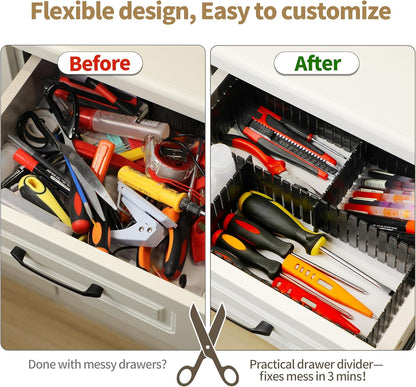 Adjustable Drawer Dividers, Cut-to-Fit DIY Organizers, White,16 Pack