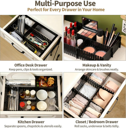 Adjustable Drawer Dividers, Cut-to-Fit DIY Organizers, White,16 Pack