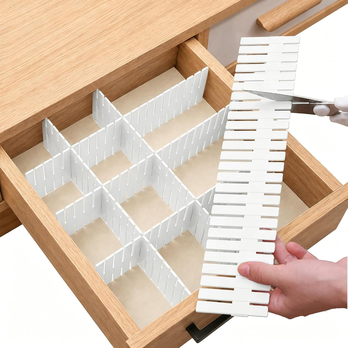 Adjustable Drawer Dividers, Cut-to-Fit DIY Organizers, White,16 Pack