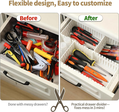 Adjustable Drawer Dividers, Cut-to-Fit DIY Organizers, White,16 Pack