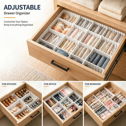 Adjustable Drawer Dividers, Cut-to-Fit DIY Organizers, White,16 Pack