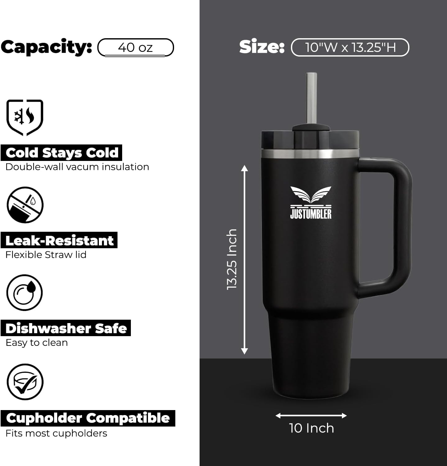 40 Oz Insulated Tumbler with Handle and Straw, Stainless Steel Coffee Travel Mug with Lid, Leak Proof Water Bottle with Accessories, Matcha Cream
