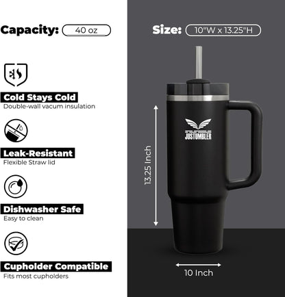 40 Oz Insulated Tumbler with Handle and Straw, Stainless Steel Coffee Travel Mug with Lid, Leak Proof Water Bottle with Accessories, Matcha Cream