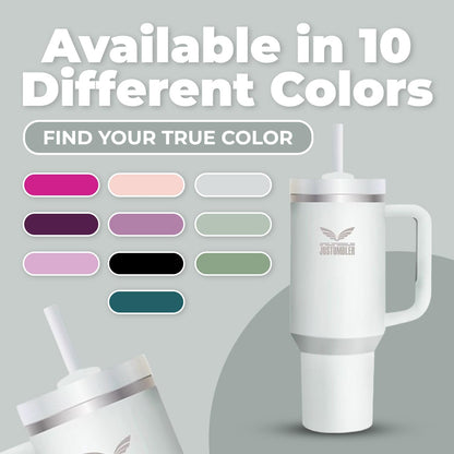 40 Oz Insulated Tumbler with Handle and Straw, Stainless Steel Coffee Travel Mug with Lid, Leak Proof Water Bottle with Accessories, Matcha Cream