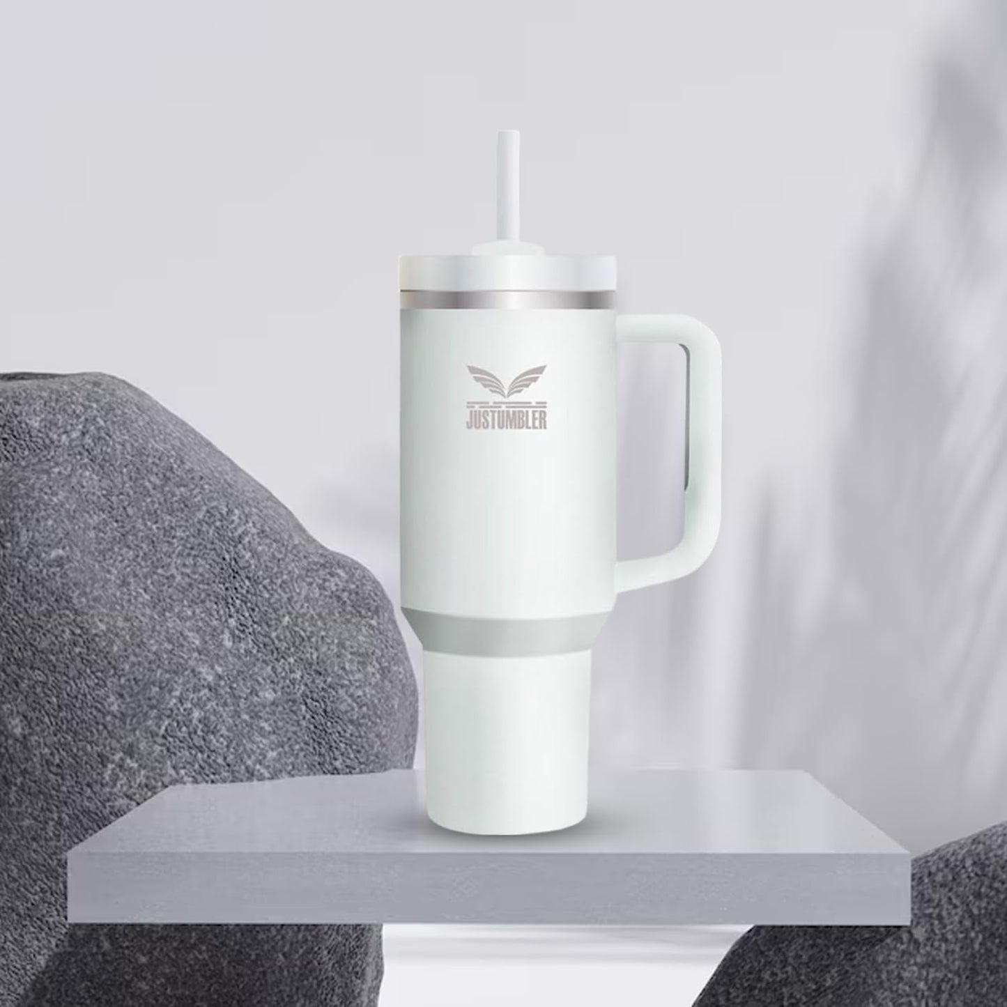 40 Oz Insulated Tumbler with Handle and Straw, Stainless Steel Coffee Travel Mug with Lid, Leak Proof Water Bottle with Accessories, Matcha Cream