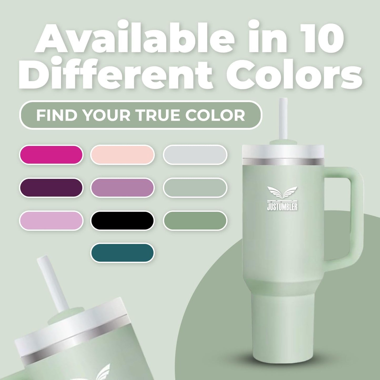40 Oz Insulated Tumbler with Handle and Straw, Stainless Steel Coffee Travel Mug with Lid, Leak Proof Water Bottle with Accessories, Matcha Cream