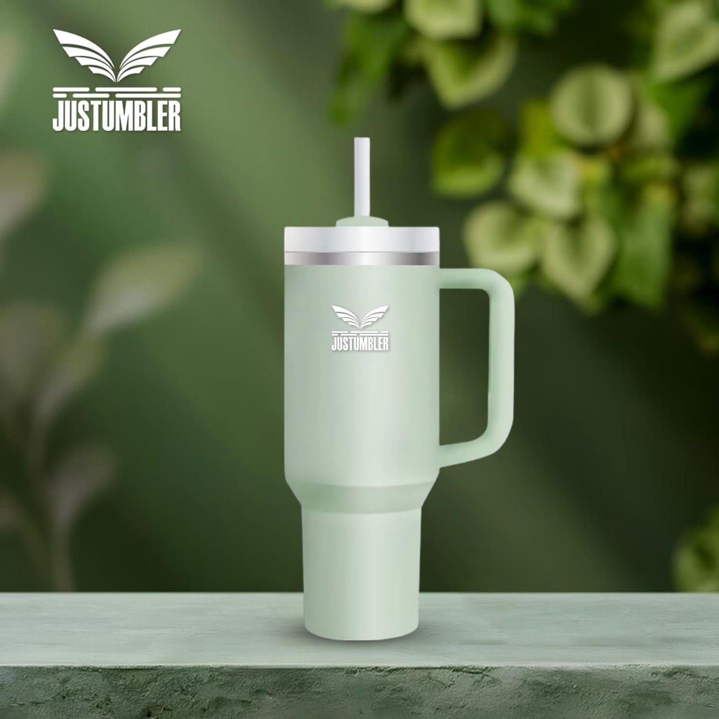 40 Oz Insulated Tumbler with Handle and Straw, Stainless Steel Coffee Travel Mug with Lid, Leak Proof Water Bottle with Accessories, Matcha Cream
