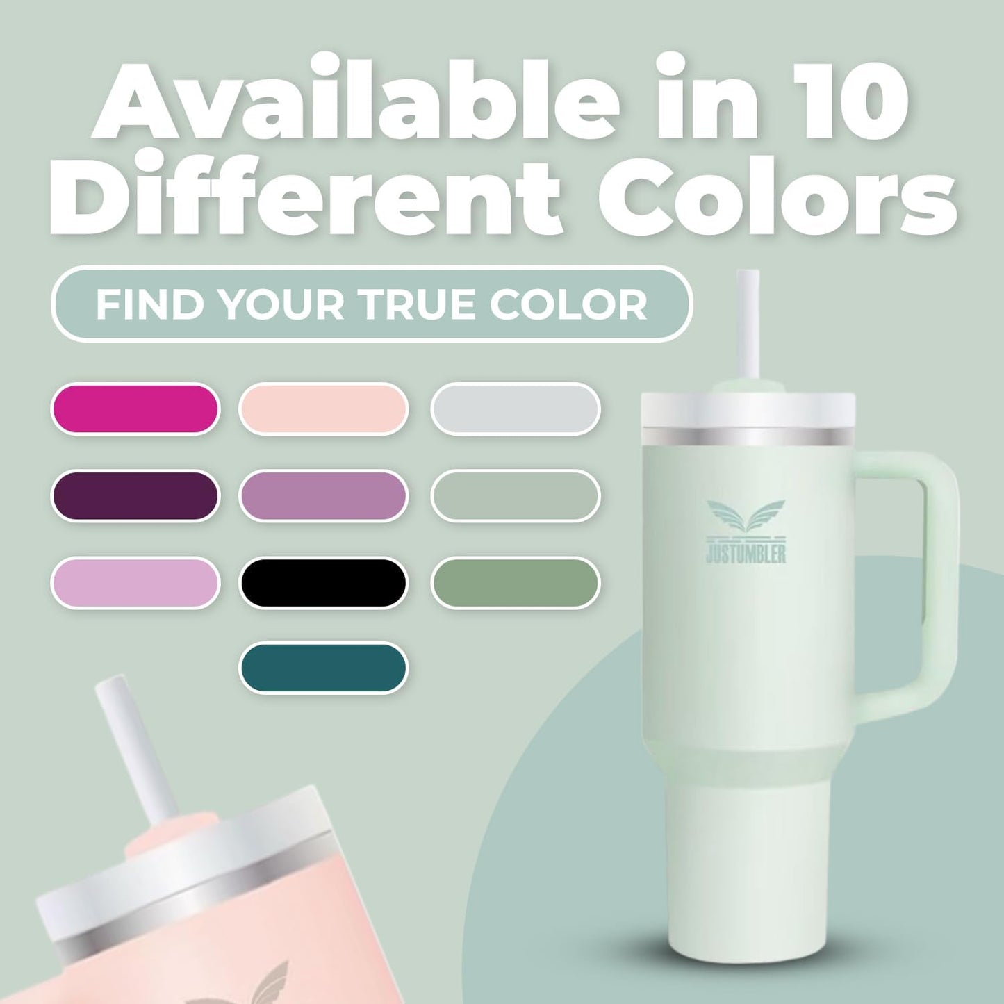 40 Oz Insulated Tumbler with Handle and Straw, Stainless Steel Coffee Travel Mug with Lid, Leak Proof Water Bottle with Accessories, Matcha Cream