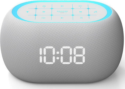 White Noise Sound Machine Alarm Clock with Bluetooth Speaker, Hi-Fi Stereo Sound, 21 Soothing Sounds/7 Night Lights, 0-100% Dimmer/Sleep Timer, Soother for Teens Kids Girls, Bedroom, Pink