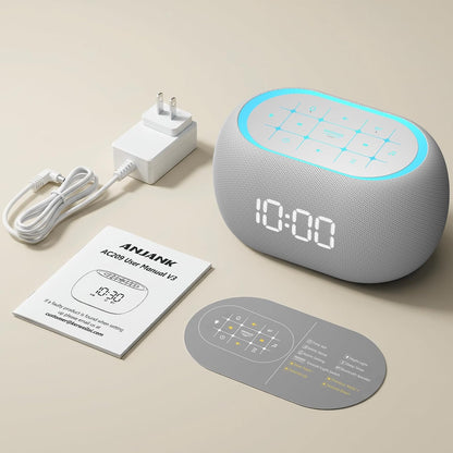 White Noise Sound Machine Alarm Clock with Bluetooth Speaker, Hi-Fi Stereo Sound, 21 Soothing Sounds/7 Night Lights, 0-100% Dimmer/Sleep Timer, Soother for Teens Kids Girls, Bedroom, Pink