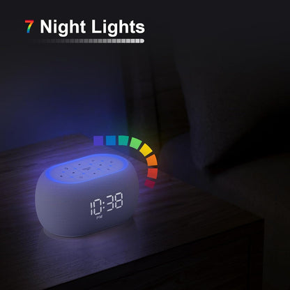 White Noise Sound Machine Alarm Clock with Bluetooth Speaker, Hi-Fi Stereo Sound, 21 Soothing Sounds/7 Night Lights, 0-100% Dimmer/Sleep Timer, Soother for Teens Kids Girls, Bedroom, Pink