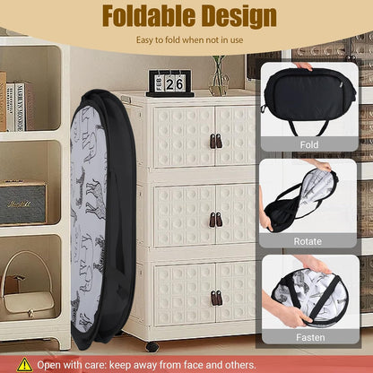 Foldable Toy Storage Basket with Zipper Lid & Handles- Animal Print, Gray