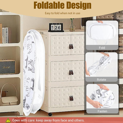 Foldable Toy Storage Basket with Zipper Lid & Handles- Animal Print, Gray