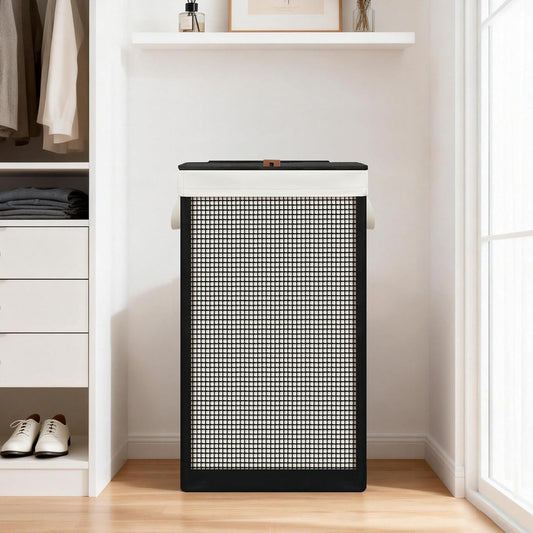 Laundry Hamper with Lid, 90L Sturdy Steel-Frame Clothes Hamper with Removable Washable Liner, Breathable Large Laundry Basket for Bedroom, Bathroom, Laundry Room, Dorm, Closet