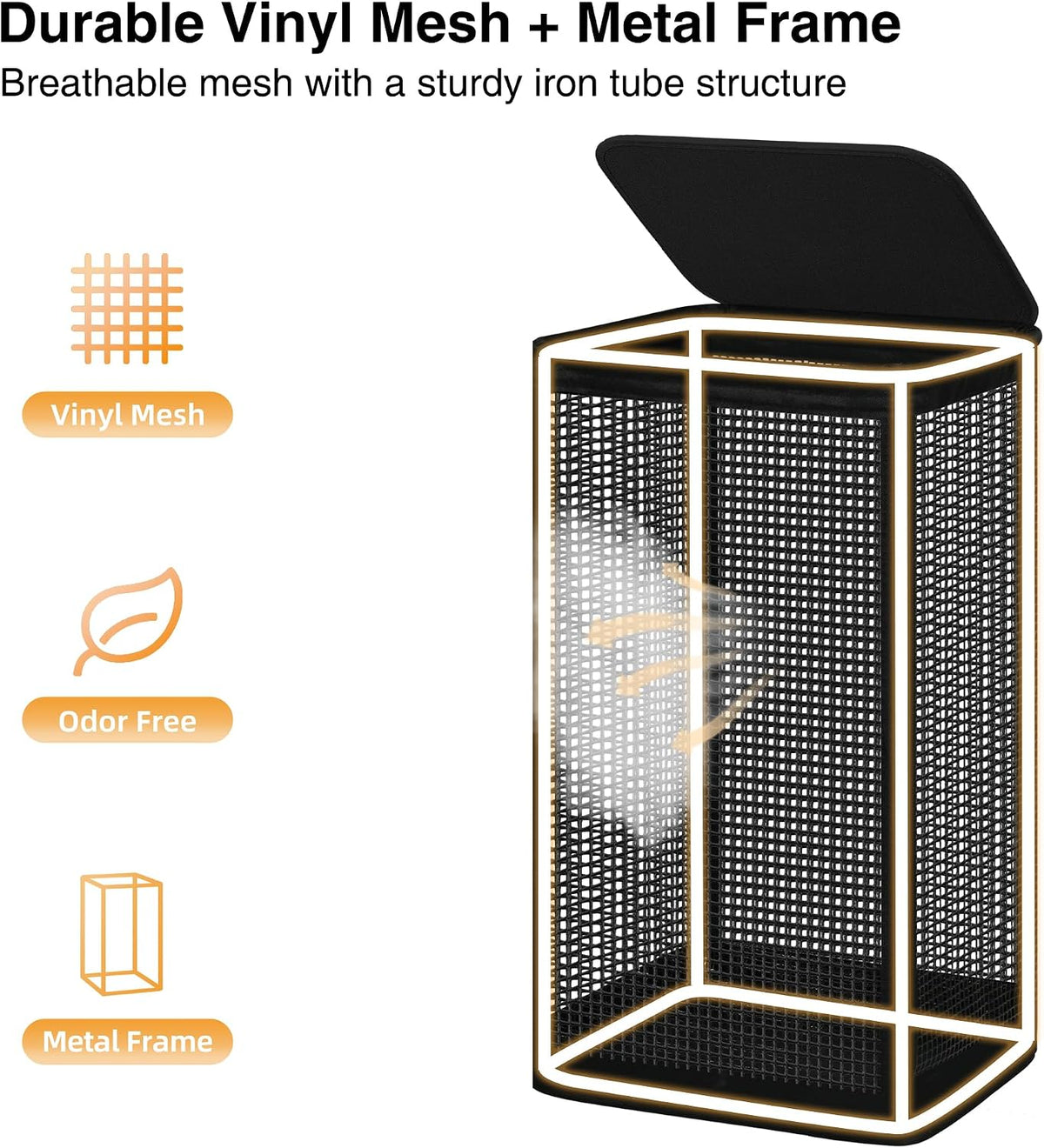 Laundry Hamper with Lid, 90L Sturdy Steel-Frame Clothes Hamper with Removable Washable Liner, Breathable Large Laundry Basket for Bedroom, Bathroom, Laundry Room, Dorm, Closet