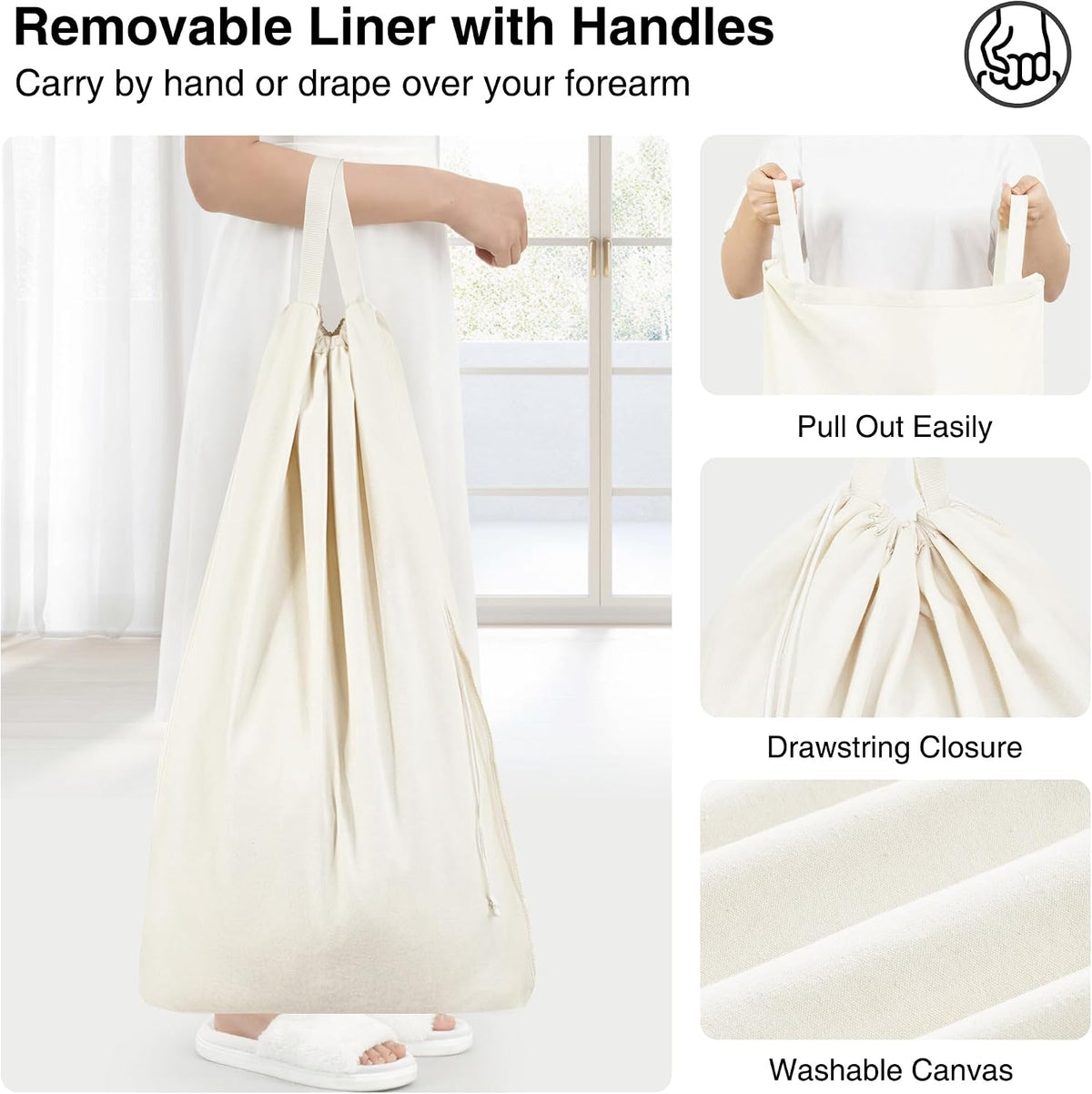 Laundry Hamper with Lid, 90L Sturdy Steel-Frame Clothes Hamper with Removable Washable Liner, Breathable Large Laundry Basket for Bedroom, Bathroom, Laundry Room, Dorm, Closet