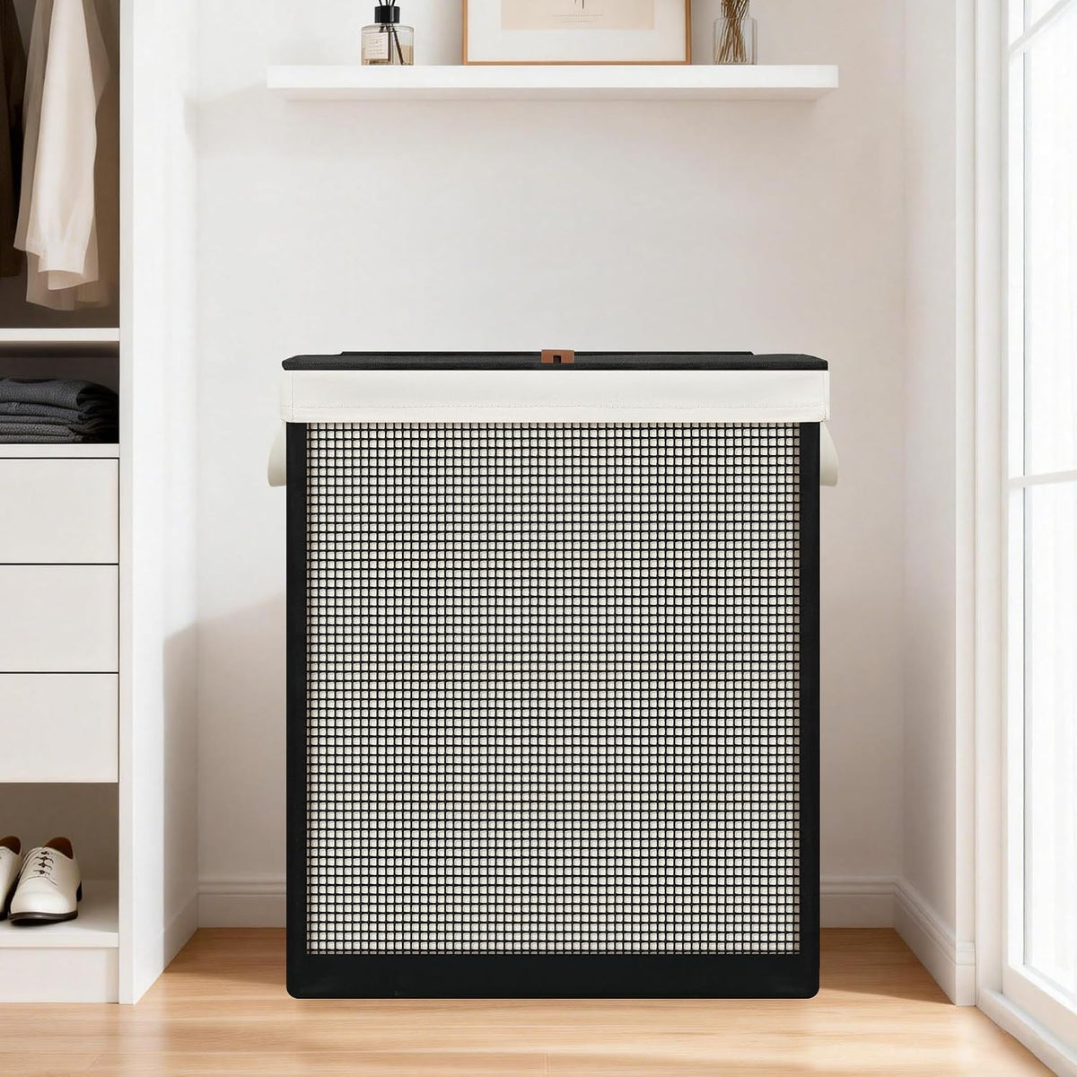 Laundry Hamper with Lid, 90L Sturdy Steel-Frame Clothes Hamper with Removable Washable Liner, Breathable Large Laundry Basket for Bedroom, Bathroom, Laundry Room, Dorm, Closet