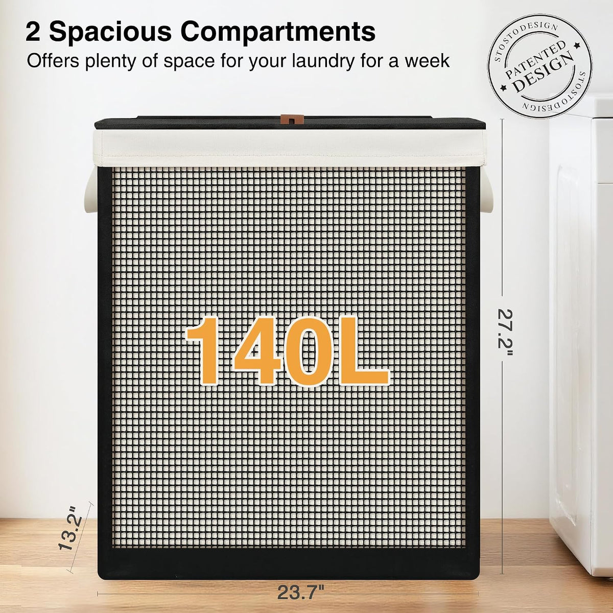 Laundry Hamper with Lid, 90L Sturdy Steel-Frame Clothes Hamper with Removable Washable Liner, Breathable Large Laundry Basket for Bedroom, Bathroom, Laundry Room, Dorm, Closet