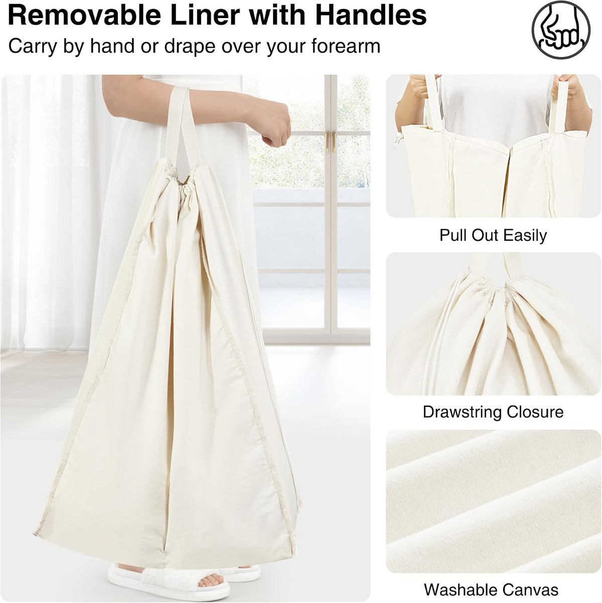 Laundry Hamper with Lid, 90L Sturdy Steel-Frame Clothes Hamper with Removable Washable Liner, Breathable Large Laundry Basket for Bedroom, Bathroom, Laundry Room, Dorm, Closet