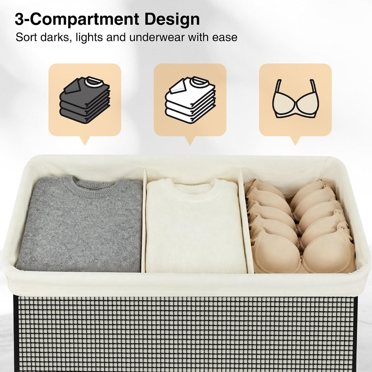 Laundry Hamper with Lid, 90L Sturdy Steel-Frame Clothes Hamper with Removable Washable Liner, Breathable Large Laundry Basket for Bedroom, Bathroom, Laundry Room, Dorm, Closet