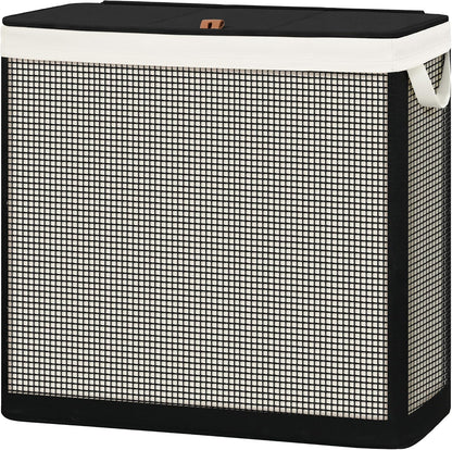 Laundry Hamper with Lid, 90L Sturdy Steel-Frame Clothes Hamper with Removable Washable Liner, Breathable Large Laundry Basket for Bedroom, Bathroom, Laundry Room, Dorm, Closet