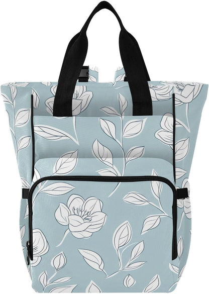 Diaper Bag Backpack, Multifunction Travel Bag for Moms Dads, Baby Changing Bag with Insulted Pockets, Stroller Straps and Side Bottle Pockets Art Line Floral Pattern