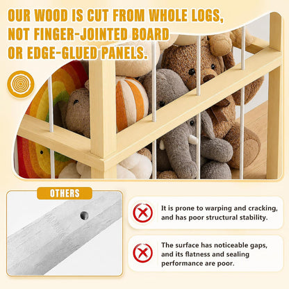 Solid Pine Stuffed Animal Storage, 56" Large Wooden Toy Organizer Tower