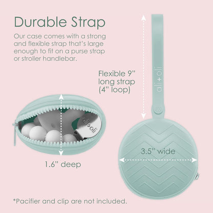 BPA-Free Silicone Pacifier Holder Case (1-pk) Diaper Bag Accessory Newborn Travel Baby Pacifier Pouch (Army Green)