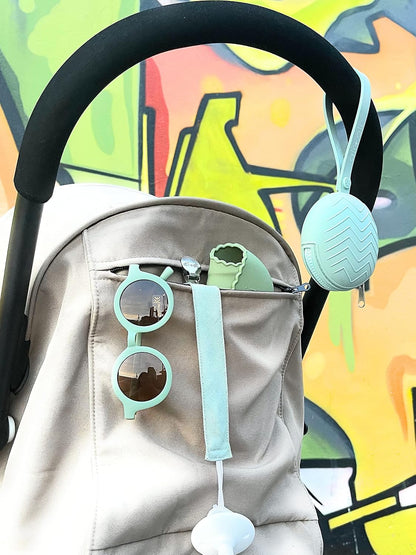 BPA-Free Silicone Pacifier Holder Case (1-pk) Diaper Bag Accessory Newborn Travel Baby Pacifier Pouch (Army Green)