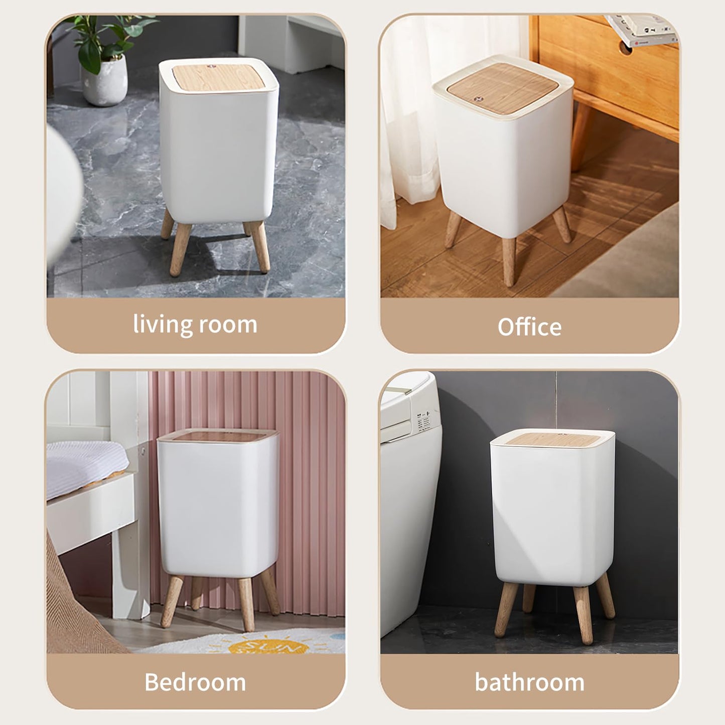 Mini White Plastic Trash Can, 2.6 Gallon Capacity, Slim Design, Anti-Odor, Easy to Clean, Suitable for Any Place