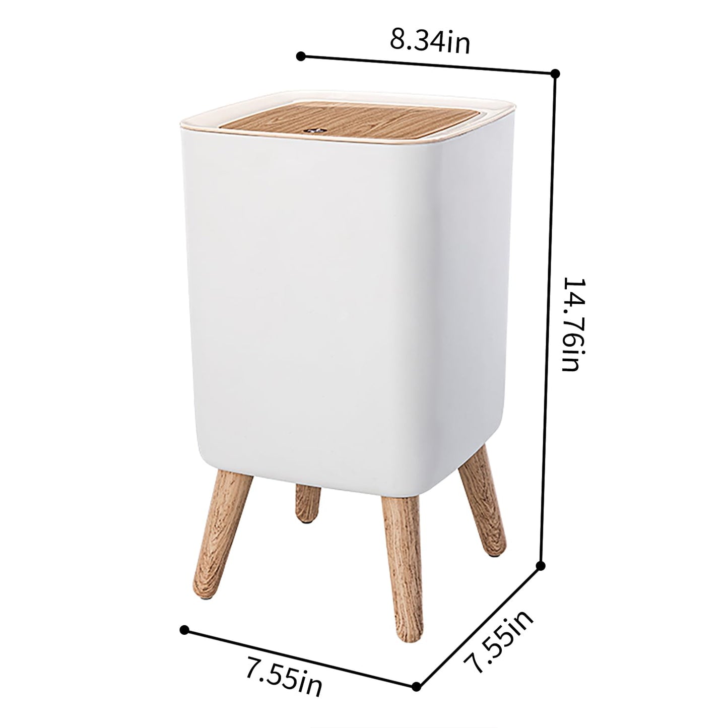 Mini White Plastic Trash Can, 2.6 Gallon Capacity, Slim Design, Anti-Odor, Easy to Clean, Suitable for Any Place