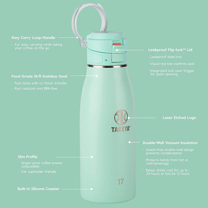 Traveler Stainless Steel Travel Coffee Mug with Flip-Lock Lid (17 oz, Arctic) - Leakproof Insulated Mug for Coffee & Tea