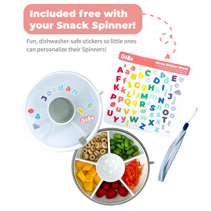 Small Snack Spinner Flip Bundle with Hand Strap and Sticker Sheet - Reusable Snack Container with 5 Compartment Dispenser and Lid | BPA/PVC Free | Dishwasher Safe | No Spill - Coral Pink