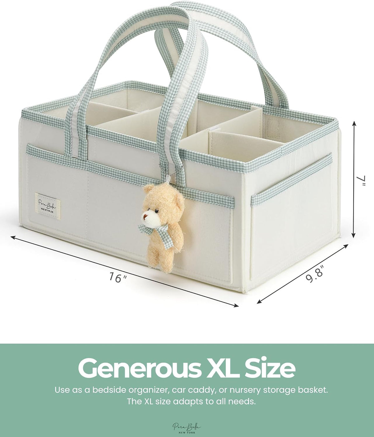 Diaper Caddy Organizer with Handle, Baby Shower Gifts Basket Bag, Registry Search Must Haves Items, Nursery Storage Organizer for Newborn Girl Boy, Baby Bag Essentials, Car Diaper Caddy Cart