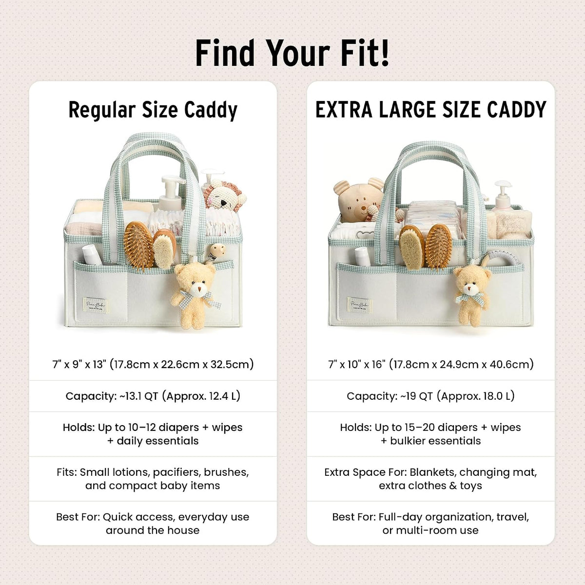 Diaper Caddy Organizer with Handle, Baby Shower Gifts Basket Bag, Registry Search Must Haves Items, Nursery Storage Organizer for Newborn Girl Boy, Baby Bag Essentials, Car Diaper Caddy Cart